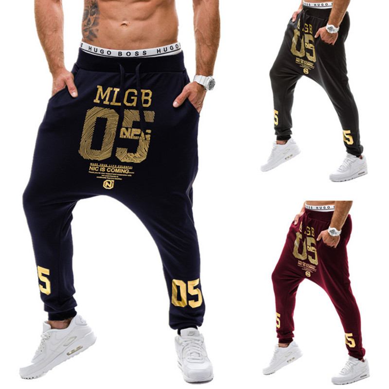 Haremsbyxor För Män Alphabet Med Tryck Low-grade Baggy Pants