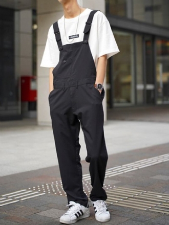 Herr 100% Bomull Loose Ficka Jumpsuit Overall One Pants