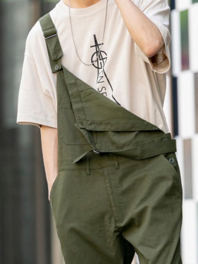 Herr 100% Bomull Loose Ficka Jumpsuit Overall One Pants