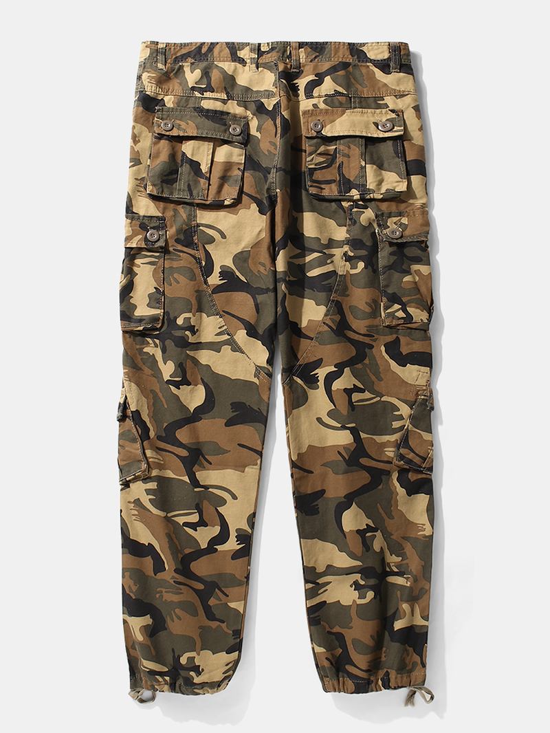 Herr Camo Utility Street 100% Bomull Tie Cuff Cargo Byxor