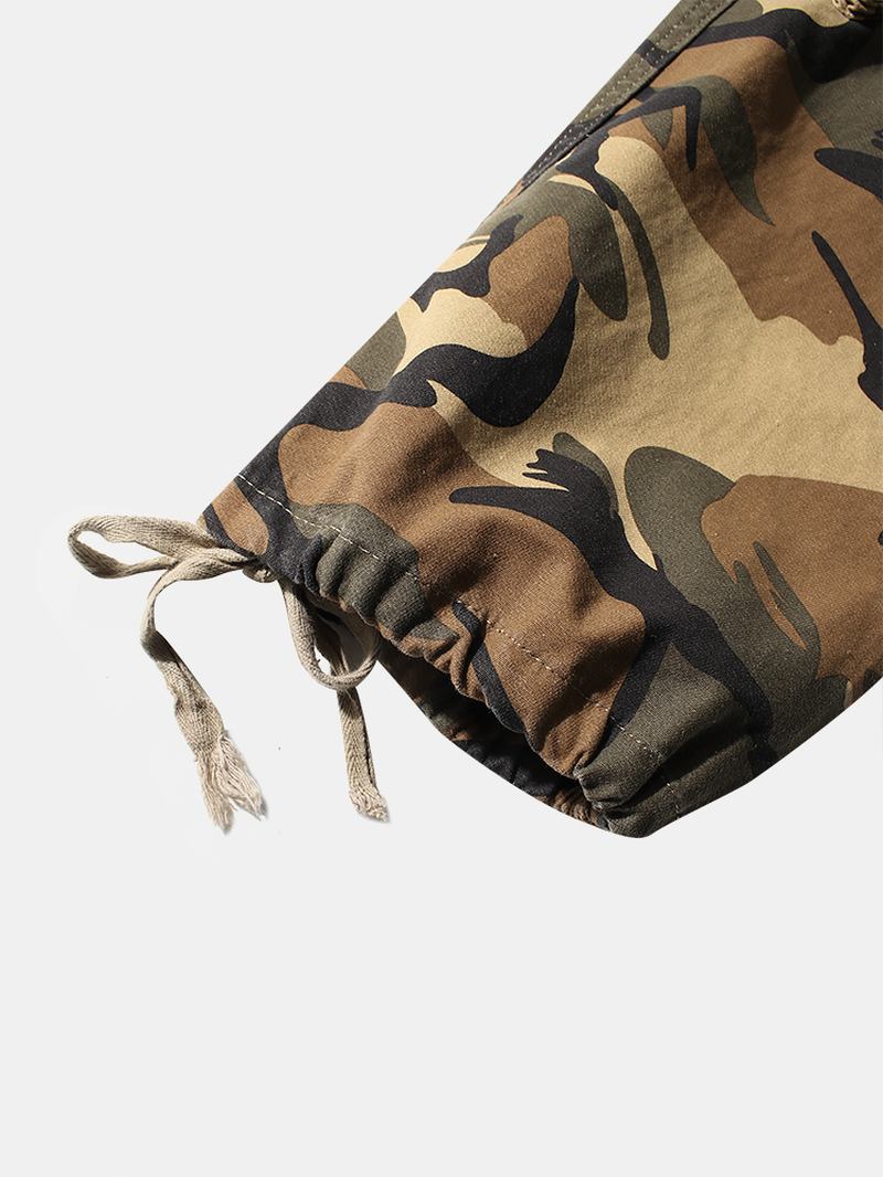 Herr Camo Utility Street 100% Bomull Tie Cuff Cargo Byxor