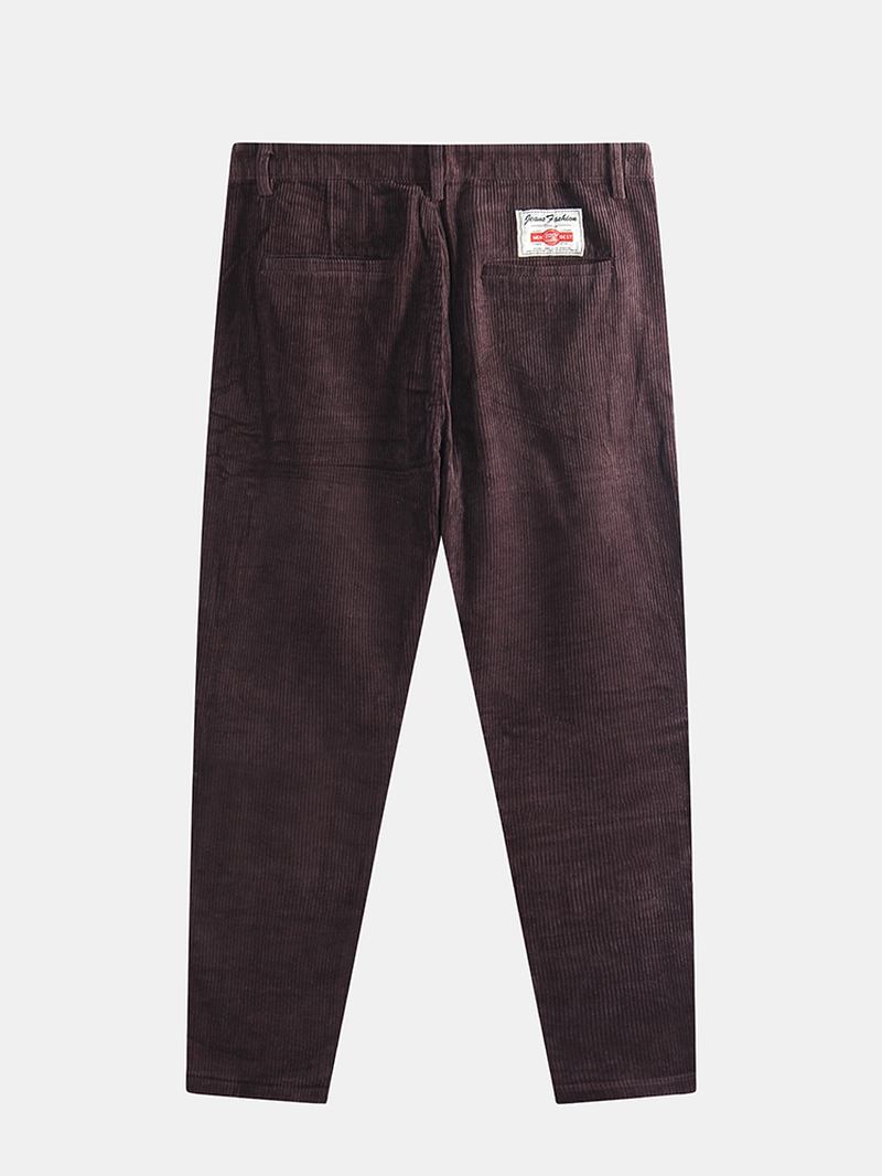 Herr Casual Cotton Corduroy Plus Storlek Lös Enfärgad Haremsbyxa