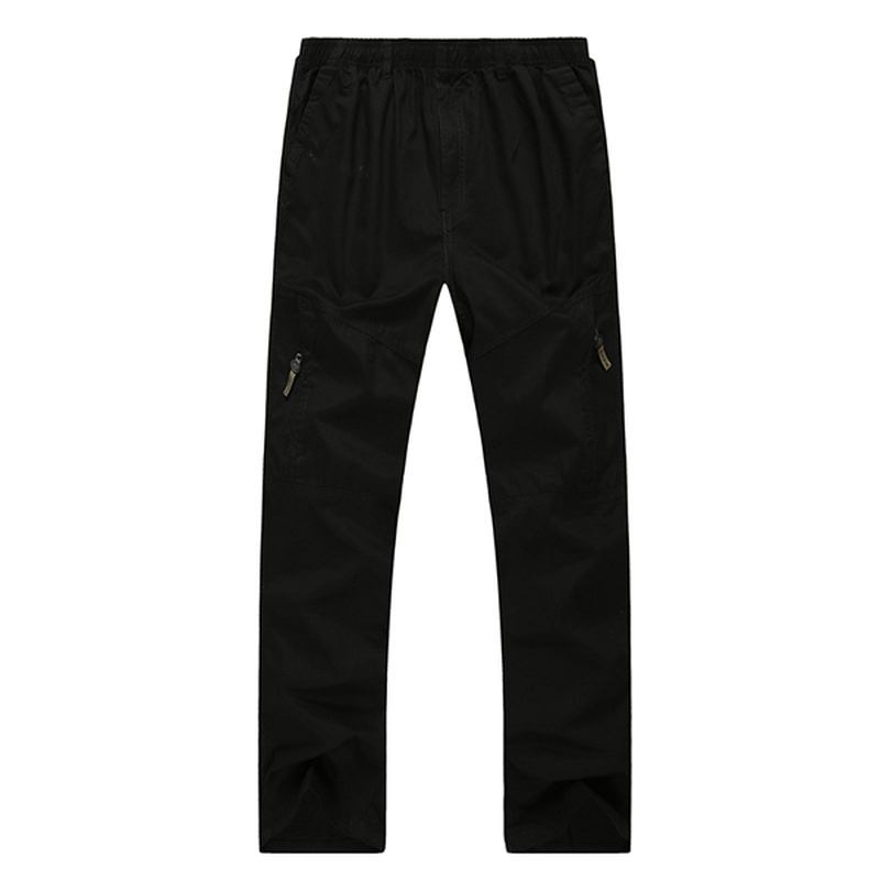 Herr Casual Raka Ben Lösa Byxor Enfärgad Elastisk Midja Multi Pocket-pants