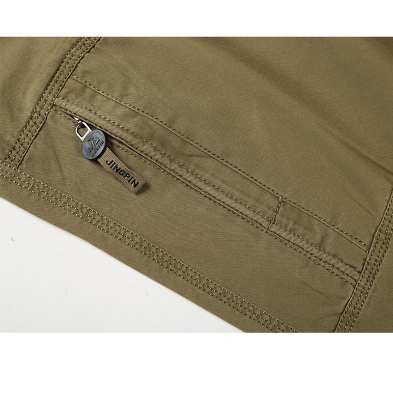 Herr Casual Raka Ben Lösa Byxor Enfärgad Elastisk Midja Multi Pocket-pants