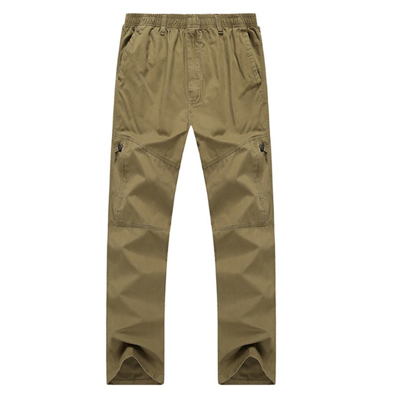 Herr Casual Raka Ben Lösa Byxor Enfärgad Elastisk Midja Multi Pocket-pants