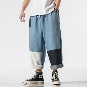 Herr Colour Block Wide-leg Jeans För Vår Och Sommar