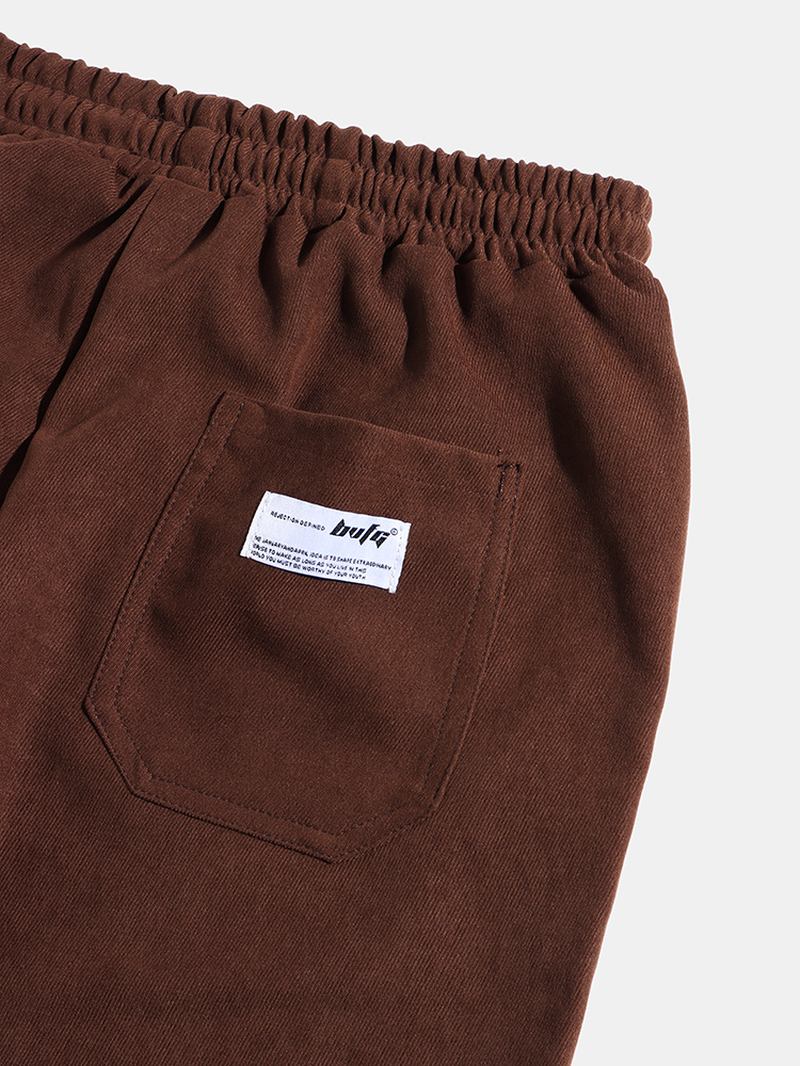 Herr Enfärgad Multi Pocket Mid Waist Dragsko Cargo Byxor