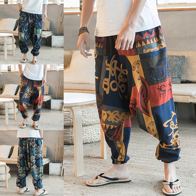 Herr Etniskt Mönster Printe Blommig Harem Yoga Baggy Pants