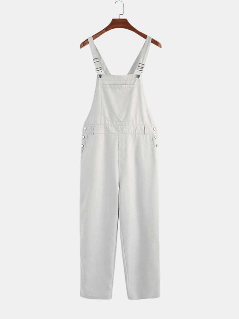 Herrmode Ren Färg Fickor Casual Suspender Byxor