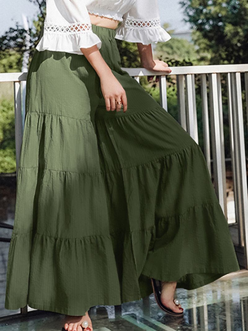 Kvinnor Flare Swing Wide Leg Byxor Casual High Waist Culottes Kjol