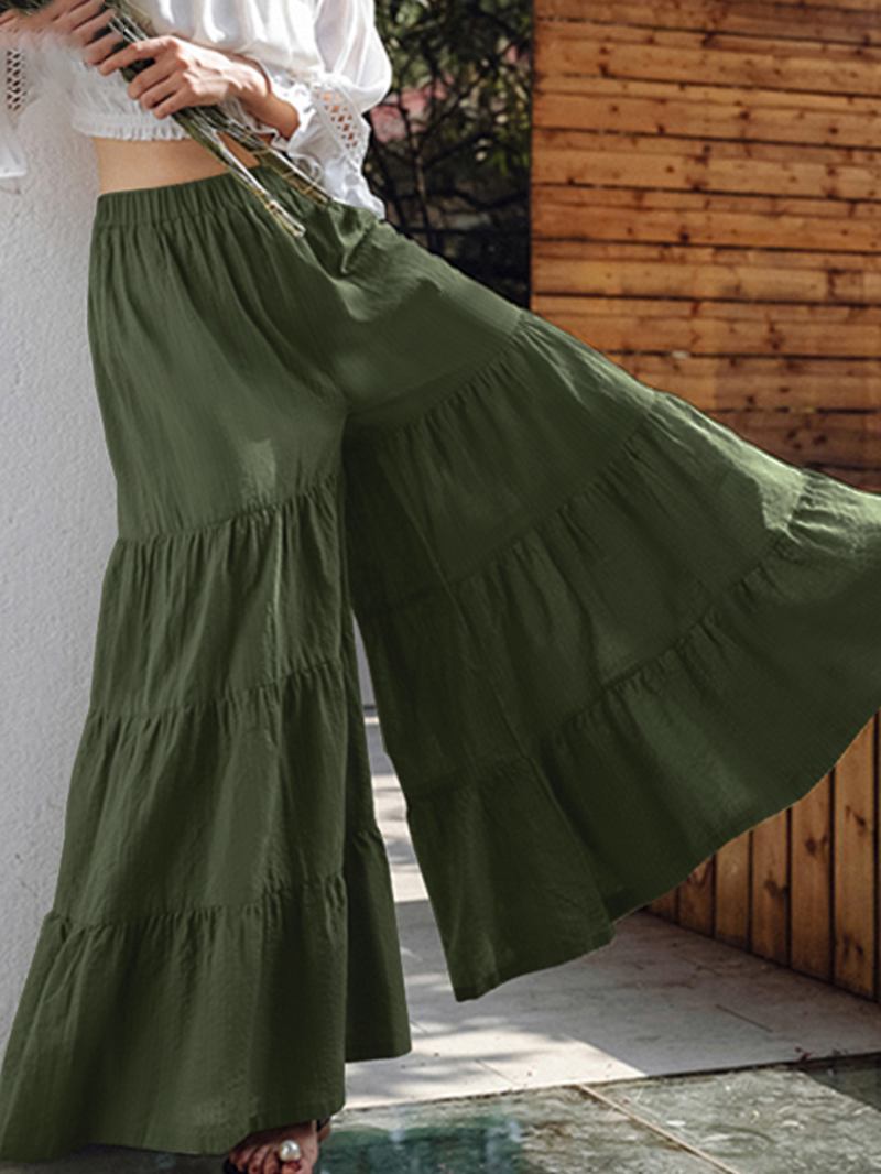 Kvinnor Flare Swing Wide Leg Byxor Casual High Waist Culottes Kjol