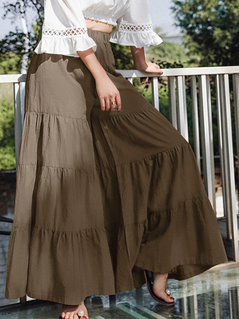 Kvinnor Flare Swing Wide Leg Byxor Casual High Waist Culottes Kjol