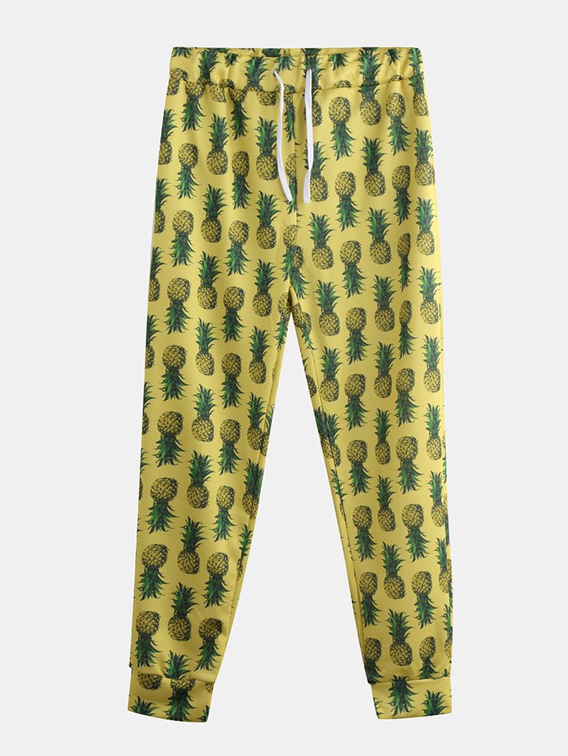 Män Ananas Tryckta Hawaiian Style Bomull Casual Byxor