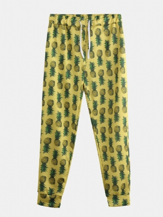 Män Ananas Tryckta Hawaiian Style Bomull Casual Byxor