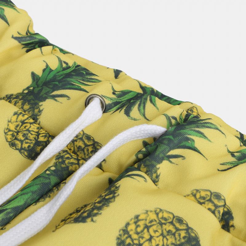 Män Ananas Tryckta Hawaiian Style Bomull Casual Byxor