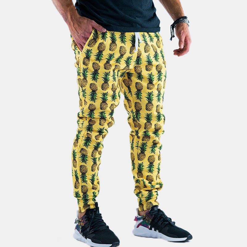 Män Ananas Tryckta Hawaiian Style Bomull Casual Byxor