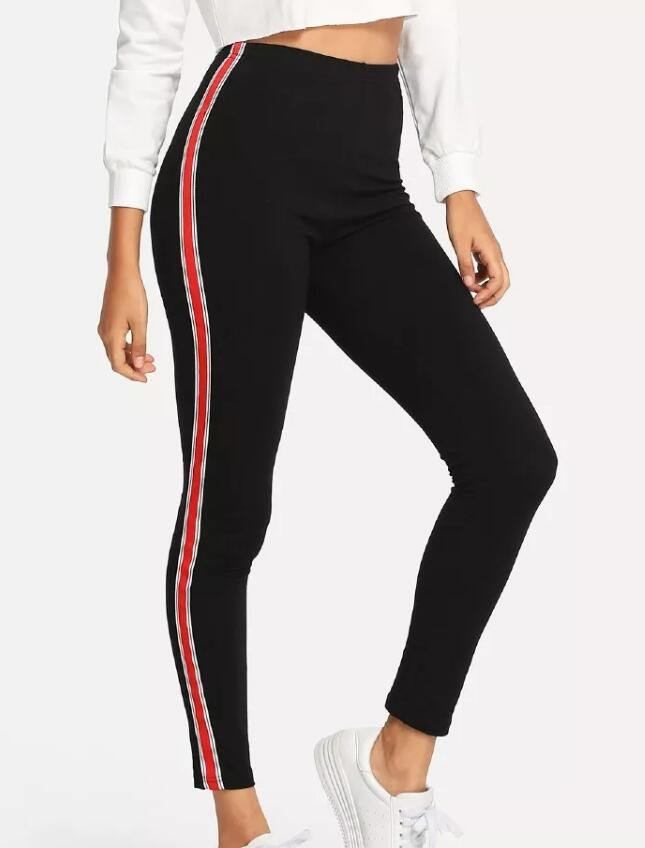 Stripe Tape Side Jeans Streetwear Röda Och Vita Casual Byxor