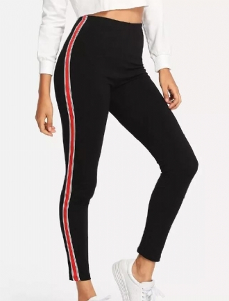 Stripe Tape Side Jeans Streetwear Röda Och Vita Casual Byxor