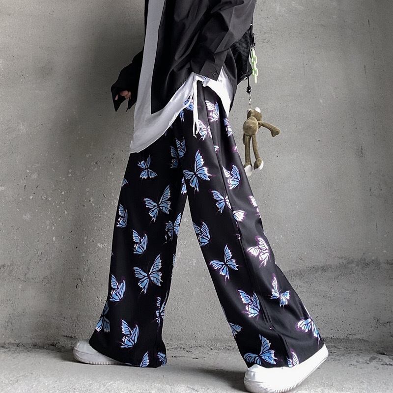 Summer Harajuku Hip Hop Style Damer Casual Byxor Tryckta Wide Leg Sweatpants