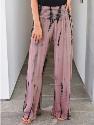 Tie-dye Tryckt Hög Midja Holiday Elegant Casual Wide Leg Byxor