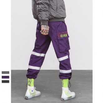 Windbreaker Byxor Night Sporting Fluorescerande Loose Fit Byxor Streetwear Märke Kläder Street Sweatpants