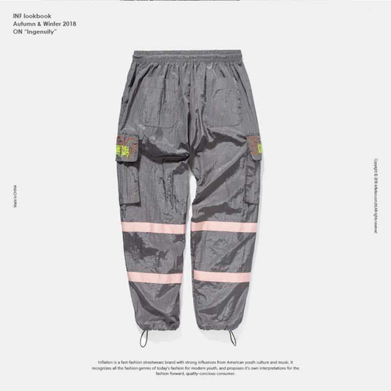 Windbreaker Byxor Night Sporting Fluorescerande Loose Fit Byxor Streetwear Märke Kläder Street Sweatpants