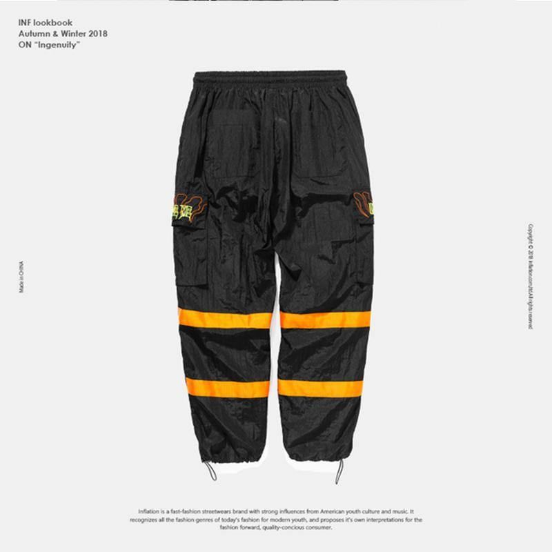 Windbreaker Byxor Night Sporting Fluorescerande Loose Fit Byxor Streetwear Märke Kläder Street Sweatpants