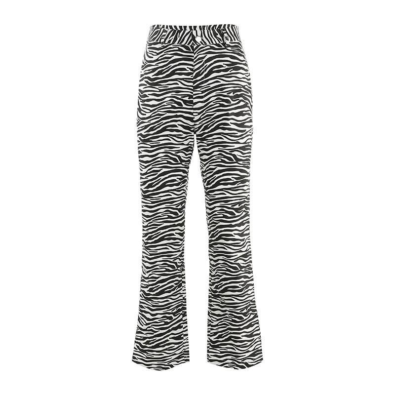 Zebra Djurtryck Eleganta Byxor Capris Harajuku Byxor Med Hög Midja Dam Casual Kontorsbyxor Dam Streetwear 2019